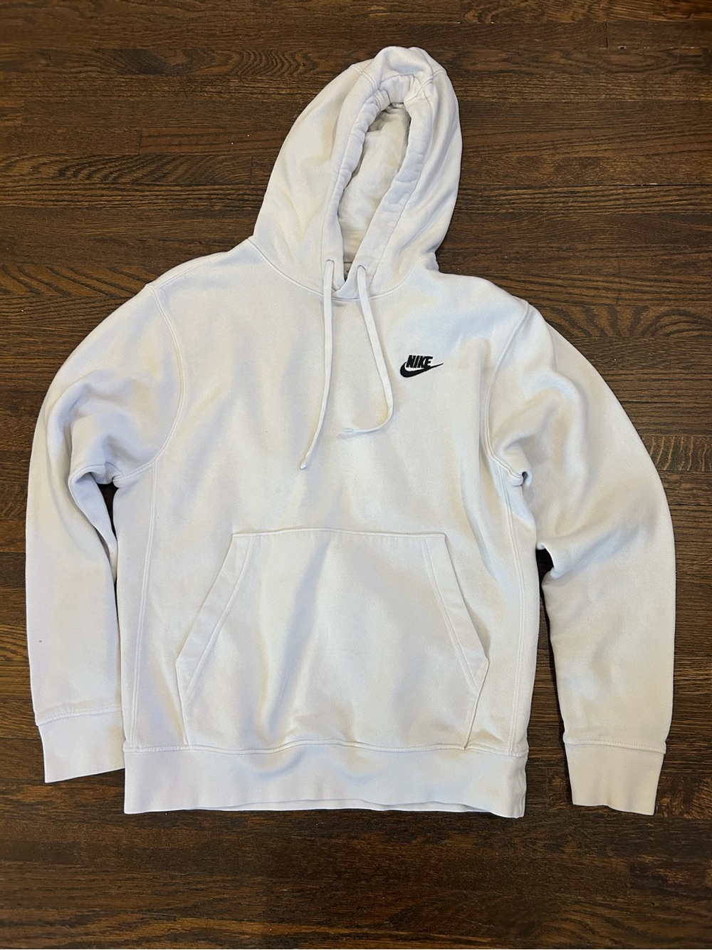Nike White Hoodie with Black Swoosh Logo